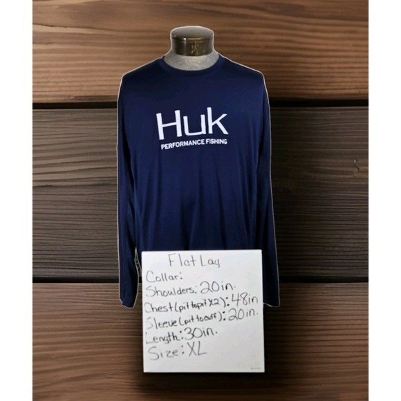 Huk Performance‎ Fishing Shirt Mens XL Blue Long Sleeve Pullover Lightweight - Picture 2 of 9